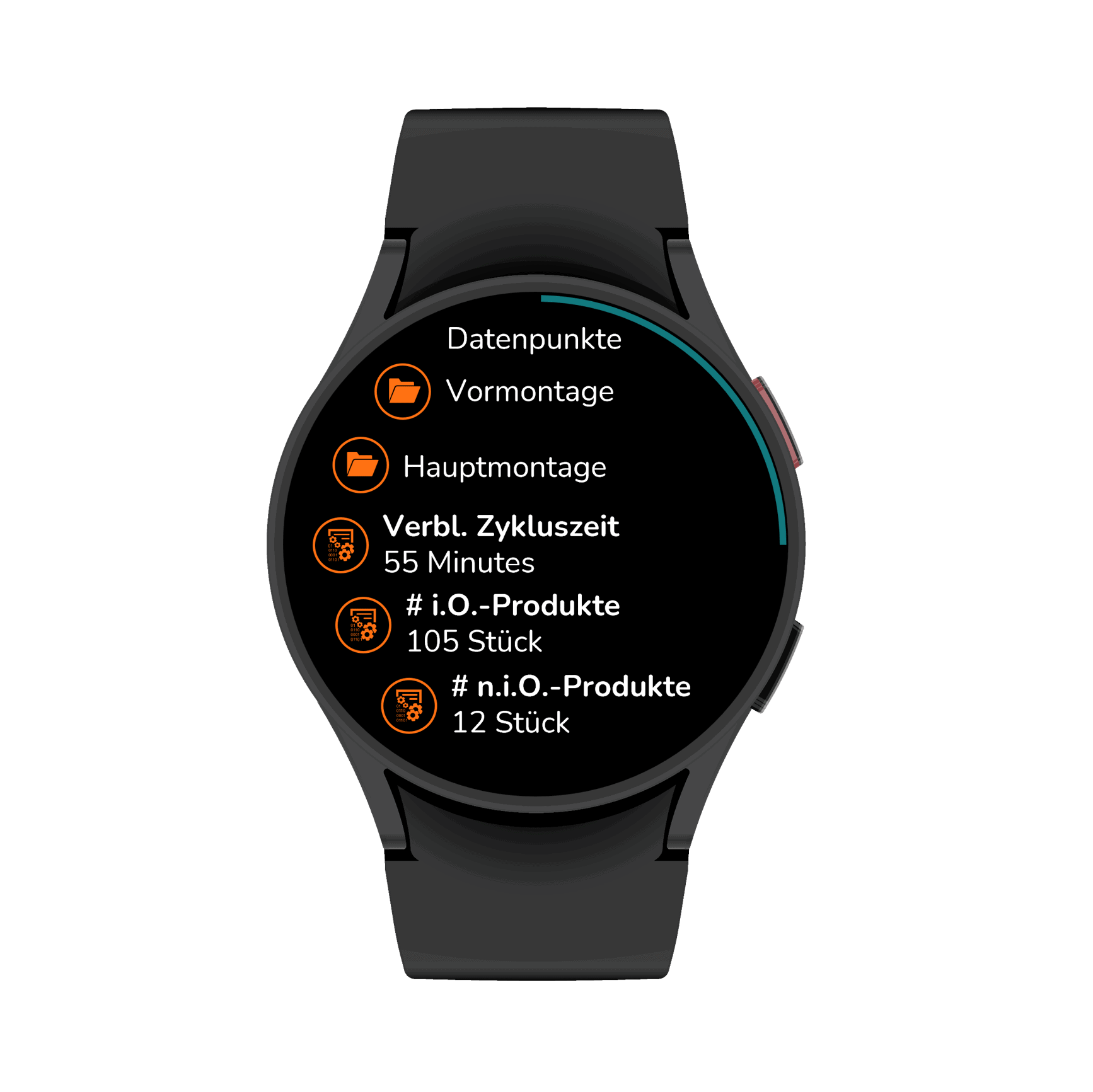 Industrielle Smartwatch mit Kennzahlen